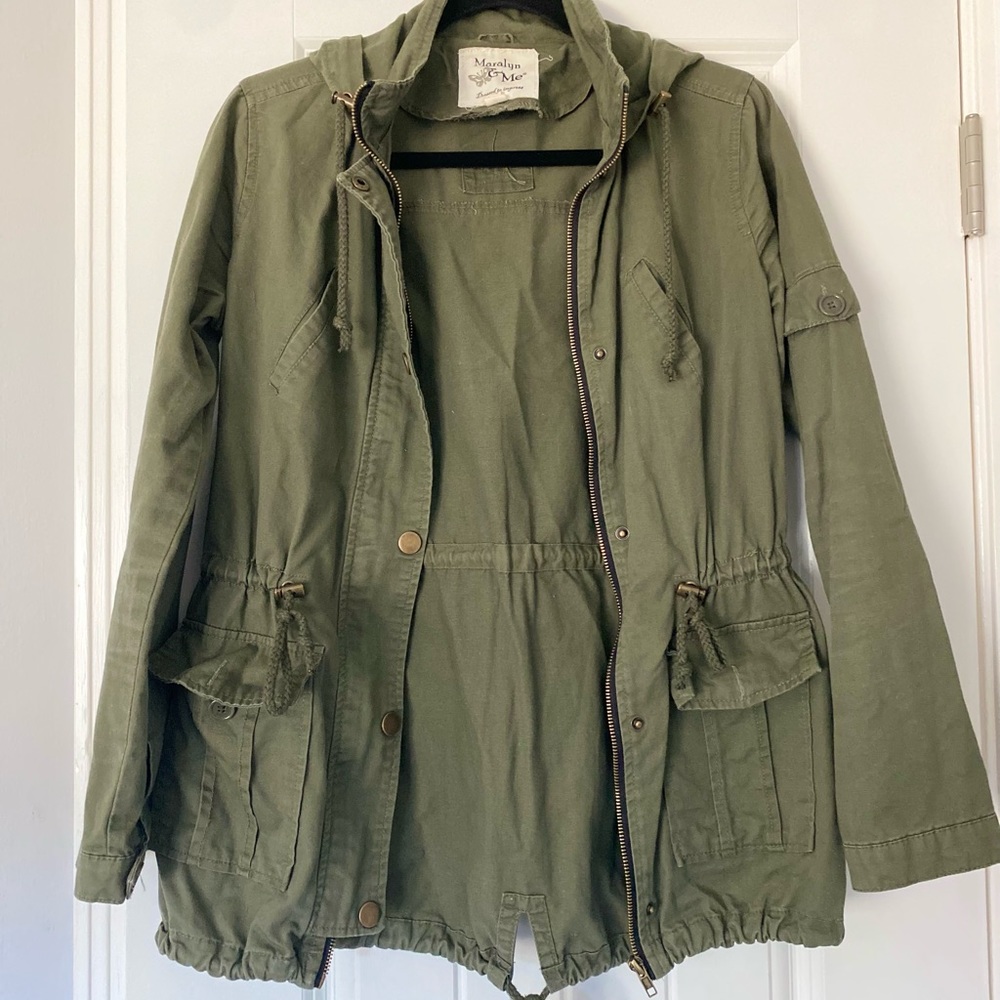Maralyn & Me Women’s Green Hooded Anorak Jacket Size XS